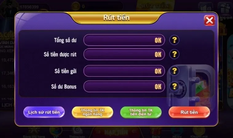 Hướng Dẫn Rút Tiền AWIN68: Nhanh Chóng & An Toàn Tuyệt Đối 2 Giao diện Rút Tiền AWIN68